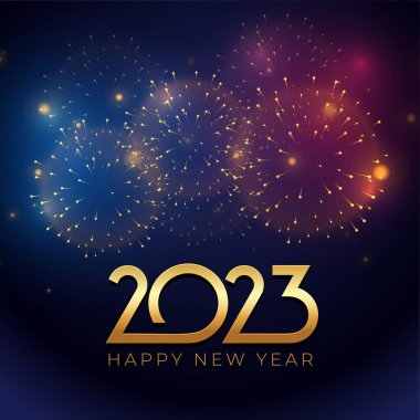 Parlak havai fişek tasarımlı zarif yeni yıl 2023 arkaplanı 