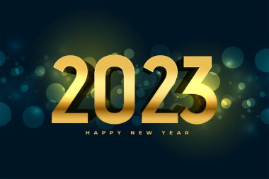 gerçekçi yeni yıl 2023 altın dilek pankartı Bokeh etkisi vektörü 