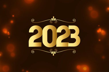 Altın 2023 harfleri metin uzayı vektörüyle parlayan yeni yıl afişi 