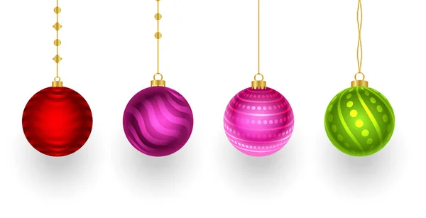 Ensemble Quatre Boules Noël Colorées Pour Décoration Noël — Image vectorielle