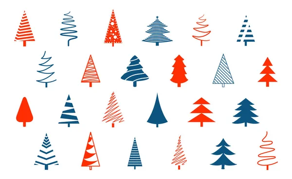 Balení Vánoční Stromeček Symboly Stylu Doodle — Stockový vektor