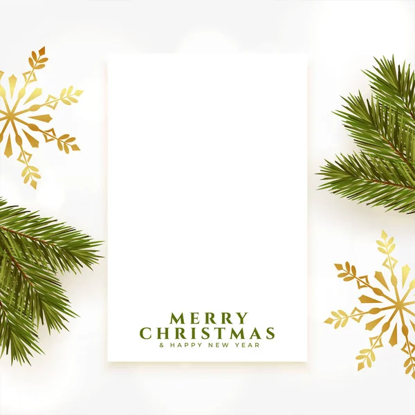 Merry Christmas Greeting Card Fir Snowflake Design — Stock Vector