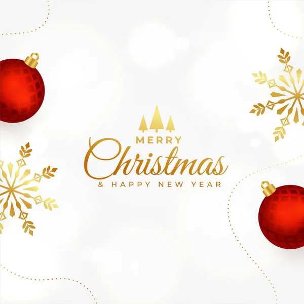 Premium Merry Christmas Festival Hintergrund Mit Weihnachtskugel Und Schneeflocke Design — Stockvektor