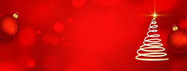 Alegre Banner Vermelho Natal Com Árvore Estelar Abstrata Vetor Espaço — Vetor de Stock