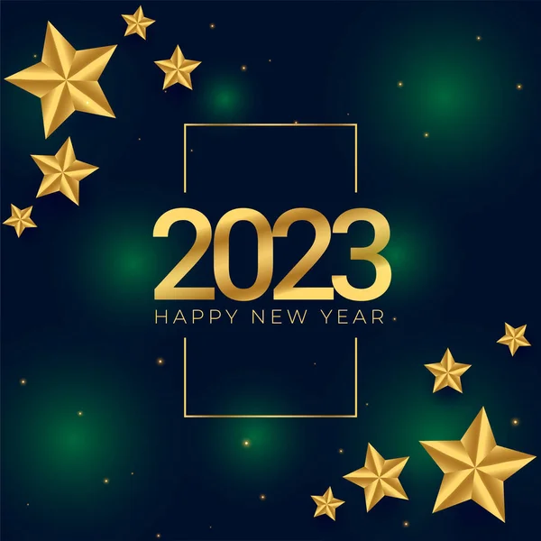 Gelukkig Nieuwjaar 2023 Viering Flyer Met Gouden Ster Ontwerp — Stockvector