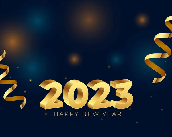 Feliz Ano Novo 2023 Celebração Fundo Com Design Fita Dourada —  Vetores de Stock