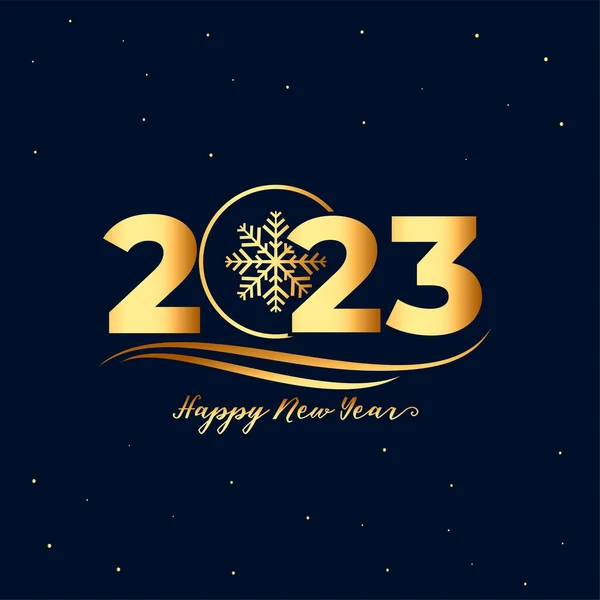 Nieuwjaarsavond Viering Banner Met Gouden 2023 Tekst Sneeuwvlok Ontwerp — Stockvector