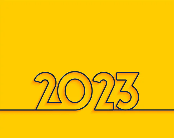 Stile Minimal Line 2023 Nuovo Anno Giallo Banner Vettoriale — Vettoriale Stock