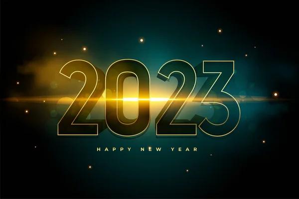 Szczęśliwego Nowego Roku 2023 Ulotka Zdarzeń Złotym Efektem Świetlnym Wektor — Wektor stockowy