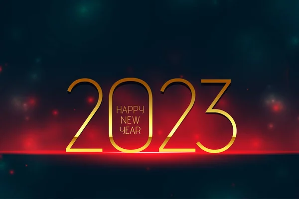 Elegancki 2023 Nowy Rok Życzenia Karta Świecącym Czerwonym Wektorem Światła — Wektor stockowy