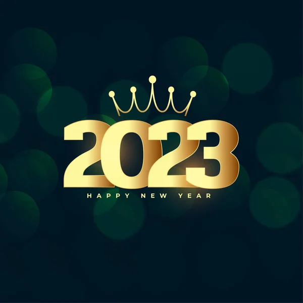 Роскошный Новогодний Баннер 2023 Года Дизайном Bokeh Crown Vector — стоковый вектор