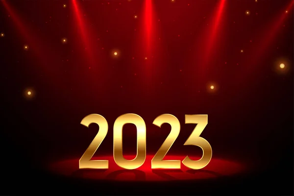 2023 Texto Dorado Escenario Con Luz Punto Para Nuevo Año — Archivo Imágenes Vectoriales