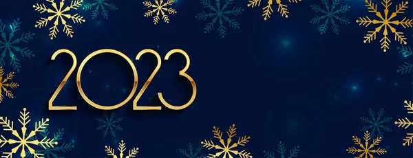 Elegante 2023 Nieuwjaarsbanner Met Sneeuwvlok Decoratie Vector — Stockvector