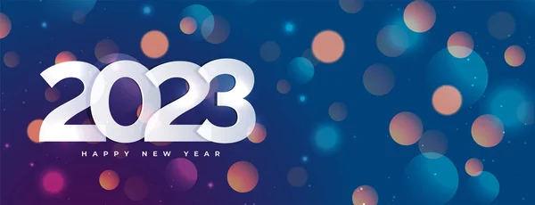 Feliz Ano Novo 2023 Banner Ocasião Vetor Estilo Bokeh — Vetor de Stock