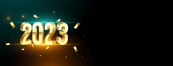 新しい年の機会バナーベクトルのための3Dゴールデン2023レタリング — ストックベクタ