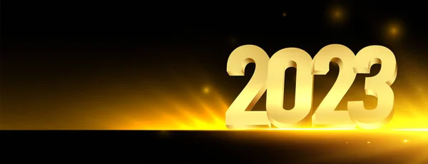 Nowy Rok Wakacje Baner Złotym 2023 Tekst Efekt Świetlny Wektor — Wektor stockowy