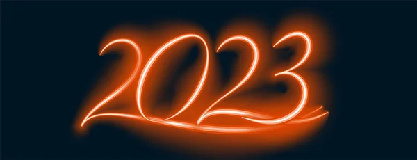 Frohes Neues Jahr Festival Banner Mit 2023 Text Neon Effekt — Stockvektor