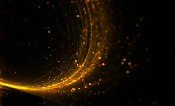 黄金の粒子の波トレイルライト背景デザイン — ストック写真