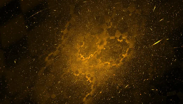 Explosión Polvo Partículas Purpurina Brilla Diseño Fondo Dorado — Foto de Stock