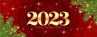 Pembe yapraklı 2023 yılbaşı arifesi pankartı. 