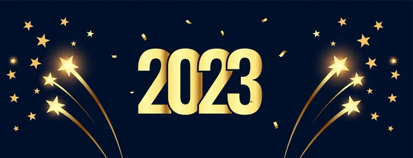 2023年新年庆祝横幅与爆裂的恒星矢量 — 图库矢量图片