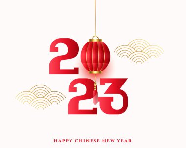 Fener tasarım vektörüyle 2023 Çin yeni yılı 
