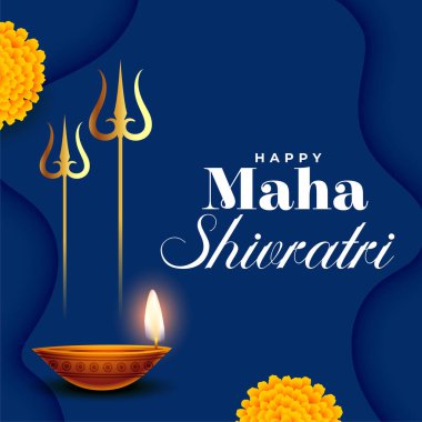 decorative maha shivratri religious background with glowing diya vector 