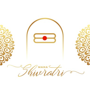 elegant maha shivratri wishes card with golden shiv lingam vector 