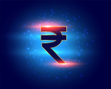 digital money indian rupee symbol background with shiny particles vector 