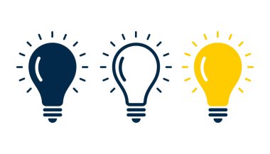 set of three light bulb represent effective business idea concept vector 