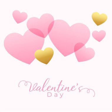 beautiful pink and golden hearts background for valentine's day vector 