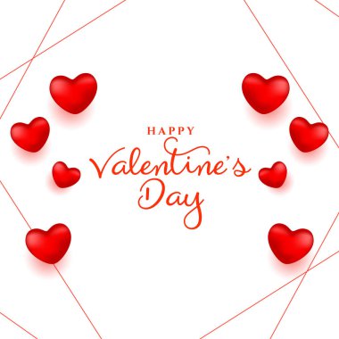 romantic valentine's day greeting card with love hearts design vector 