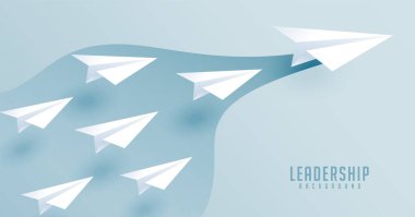 origami style plane leading with confidence teamwork concept vector 