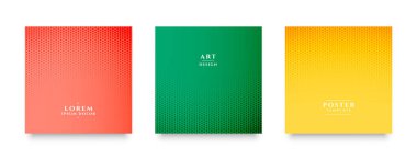 set of abstract circular halftone texture background design vector 