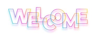 trendy welcome text banner for event invitation or hiring campaign vector