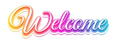 colorful welcome lettering banner invite your guests to next event vector