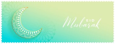 beautiful eid mubarak greeting wallpaper with islamic moon vector 