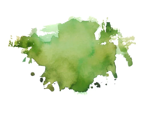 Hand Painted Olive Green Watercolor Ink Blot Background Vector — Stockvektor