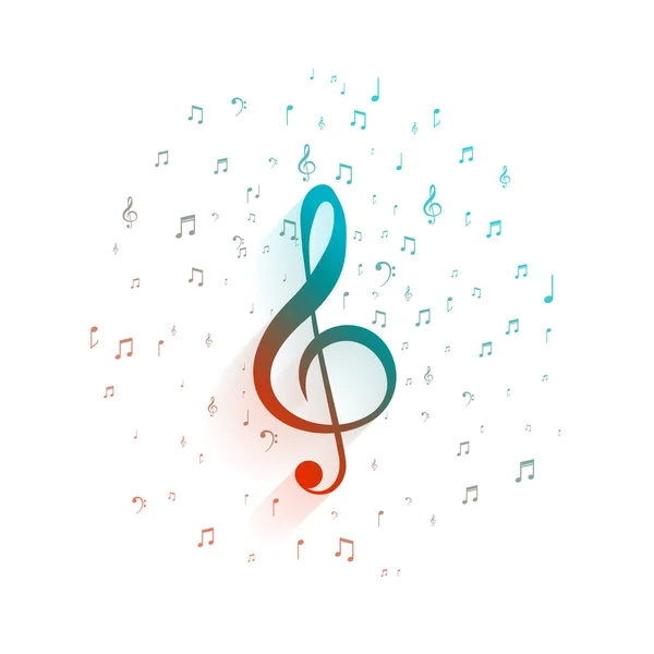 Symbole Aigu Clef Sur Fond Blanc Avec Vecteur Notes Musique — Image vectorielle