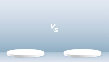 3d podyum platform vektörü ile vs ürün karşılaştırma pankartı 