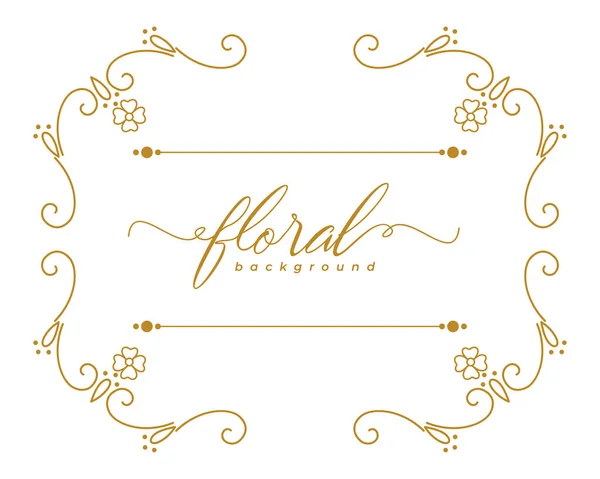 Elegante Goldene Blumenrahmen Hintergrund Für Traditionelle Einladung Oder Hochzeit Design — Stockvektor