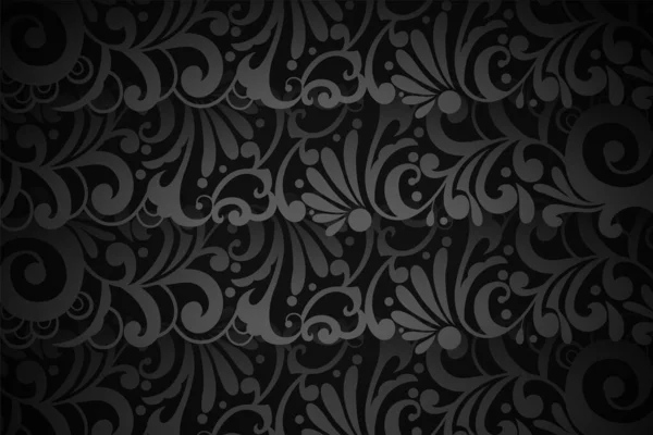 現代的なデザインベクトルのための装飾ダークブラックフローラルアートの背景 — ストックベクタ