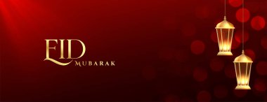 Işıldayan fener vektörlü güzel Kurban Bayramı afişi