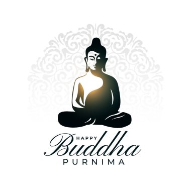 Parlak ışık efekti vektörlü zarif mutlu Buddha purnima arkaplanı