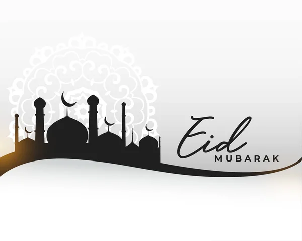 Arabský Styl Eid Mubarak Blahopřání Krásnou Mešitou Silueta Vektor — Stockový vektor