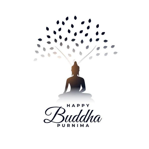 Glücklich Buddha Purnima Festlichen Hintergrund Ein Mönch Unter Baum Vektor — Stockvektor