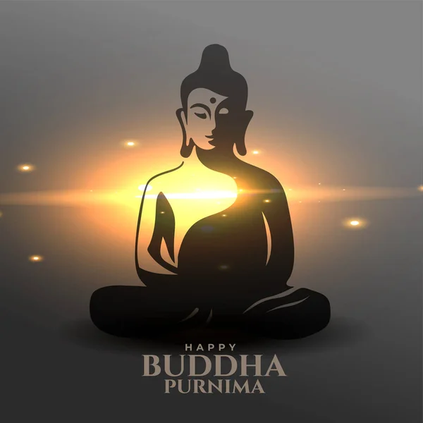 Elegante Buddha Purnima Gruß Hintergrund Mit Glänzenden Lichteffekt Vektor — Stockvektor