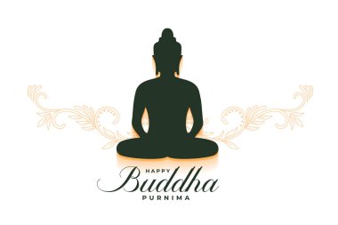 Buddha Purnima 'nın Lord Buddha siluet vektörüyle şenlikli geçmişi kutlu olsun.