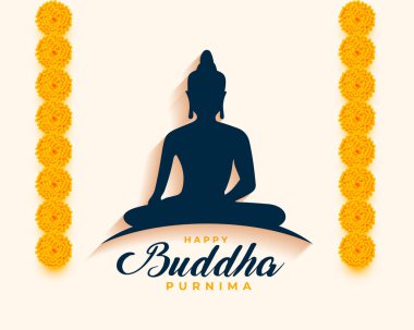Dekoratif çiçek feneri vektörlü mutlu Buda Purnima arkaplanı