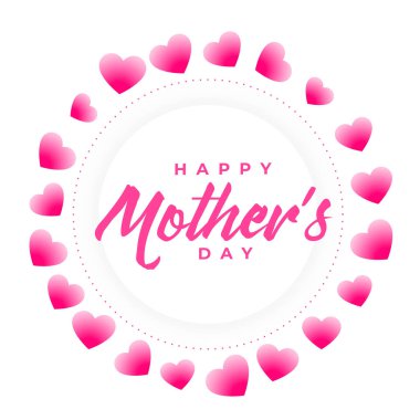 Mutlu anneler günü tatil geçmişi ve aşk kalp dekorasyonu vektörü